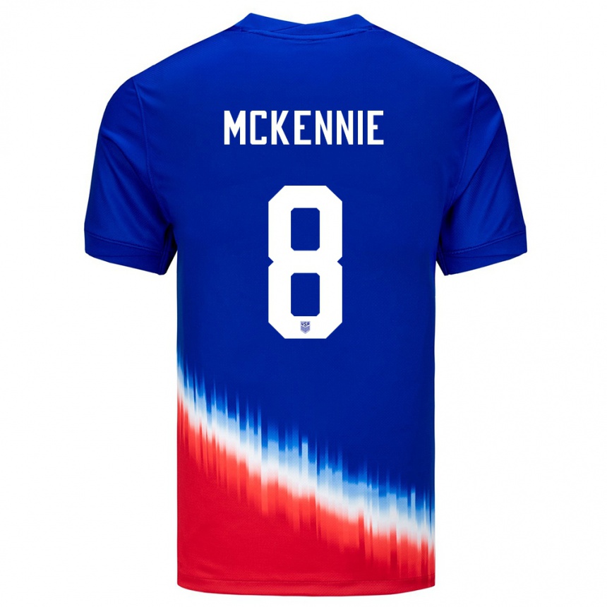 Men Football United States Weston Mckennie #8 Blue Away Jersey 24-26 T-Shirt Uk