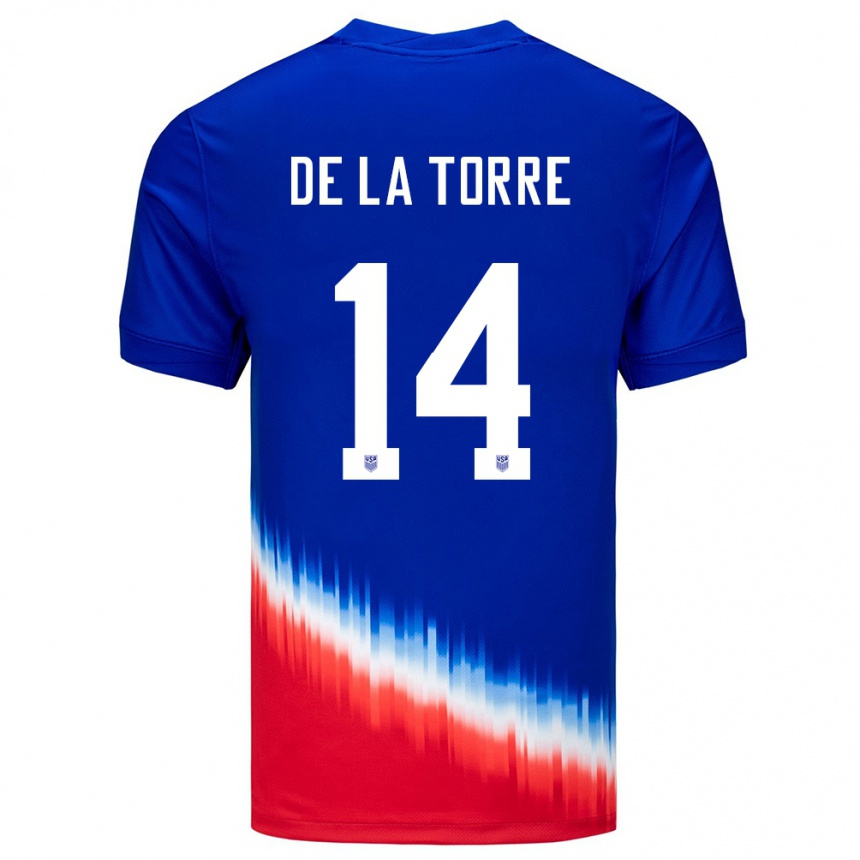 Men Football United States Luca De La Torre #14 Blue Away Jersey 24-26 T-Shirt Uk