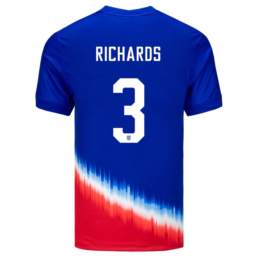 Men Football United States Chris Richards #3 Blue Away Jersey 24-26 T-Shirt Uk