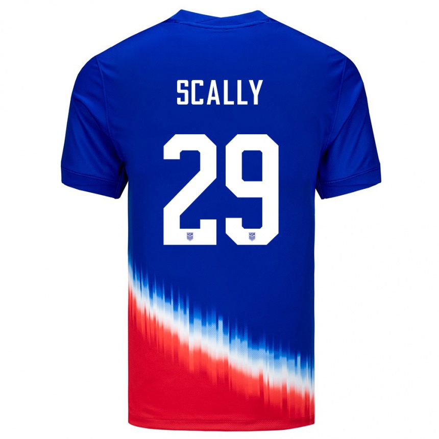 Men Football United States Joseph Scally #29 Blue Away Jersey 24-26 T-Shirt Uk