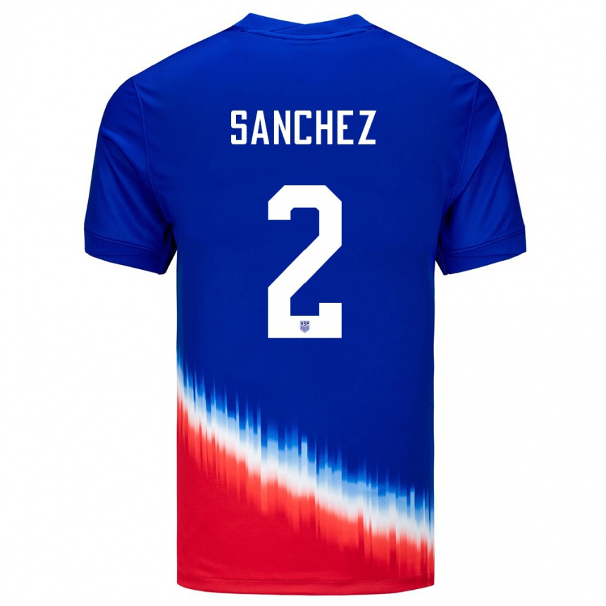 Men Football United States Ashley Sanchez #2 Blue Away Jersey 24-26 T-Shirt Uk