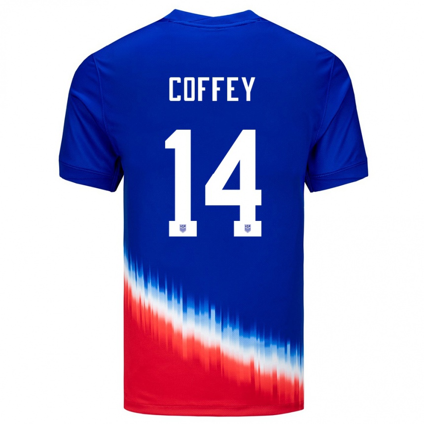 Men Football United States Sam Coffey #14 Blue Away Jersey 24-26 T-Shirt Uk