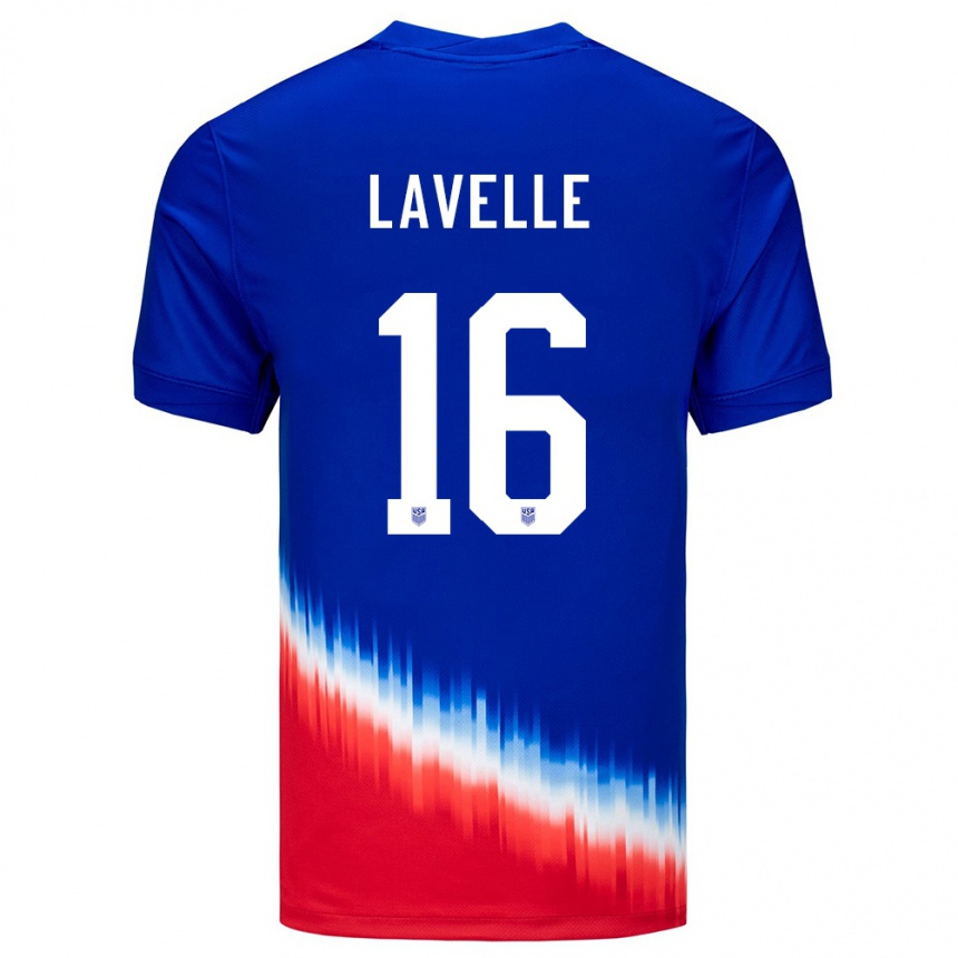 Men Football United States Rose Lavelle #16 Blue Away Jersey 24-26 T-Shirt Uk