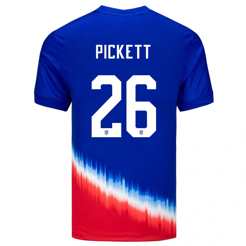 Men Football United States Carson Pickett #26 Blue Away Jersey 24-26 T-Shirt Uk