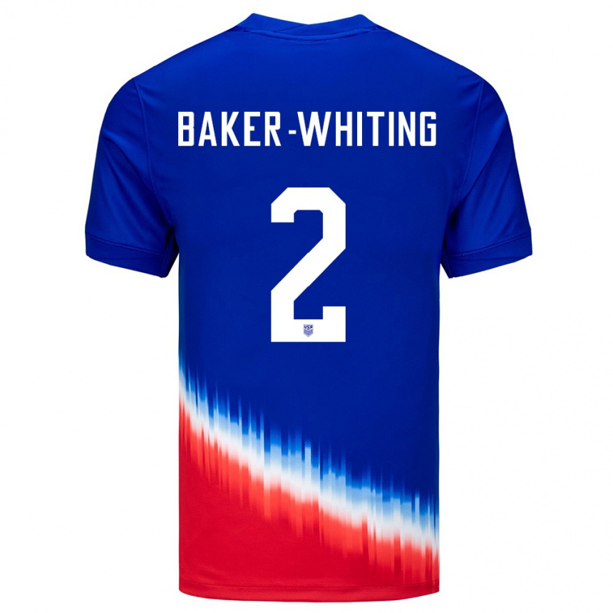 Men Football United States Reed Baker Whiting #2 Blue Away Jersey 24-26 T-Shirt Uk