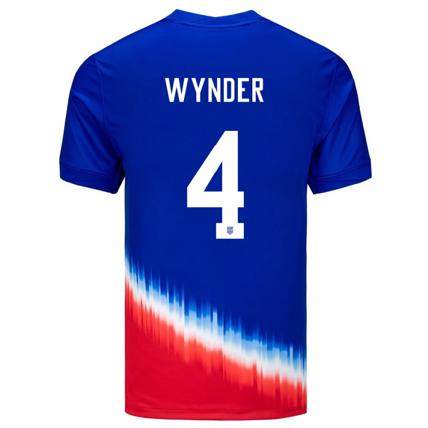 Men Football United States Joshua Wynder #4 Blue Away Jersey 24-26 T-Shirt Uk