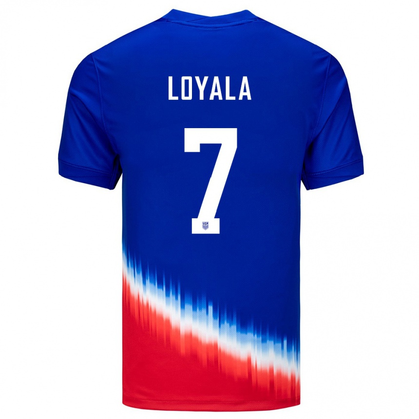 Men Football United States Favian Loyala #7 Blue Away Jersey 24-26 T-Shirt Uk