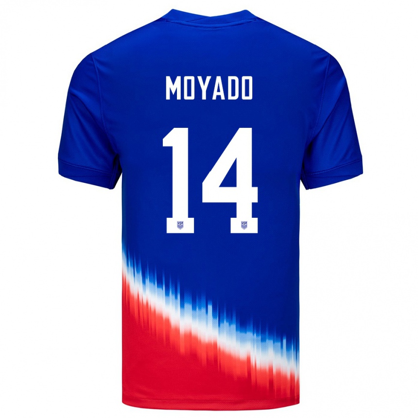 Men Football United States Bryan Moyado #14 Blue Away Jersey 24-26 T-Shirt Uk