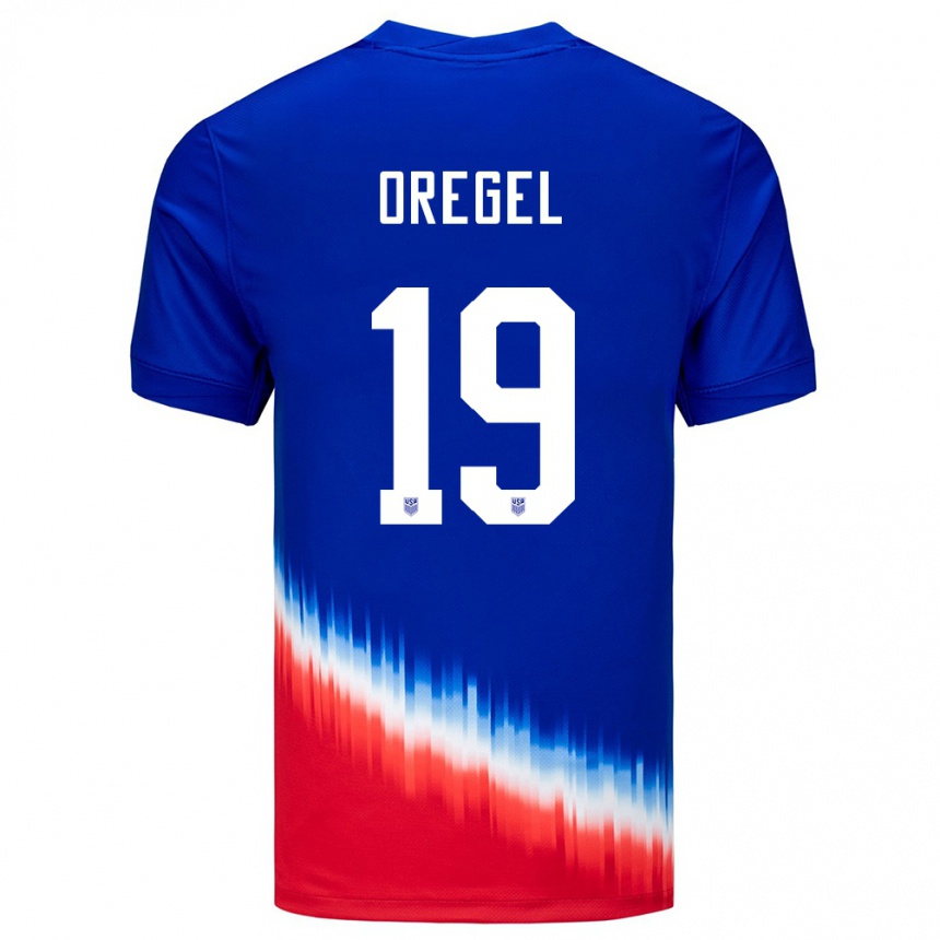 Men Football United States Sergio Oregel #19 Blue Away Jersey 24-26 T-Shirt Uk