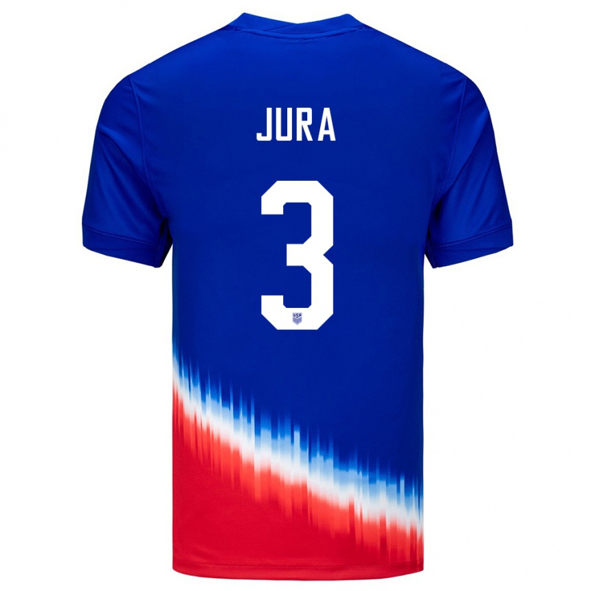 Men Football United States Sawyer Jura #3 Blue Away Jersey 24-26 T-Shirt Uk