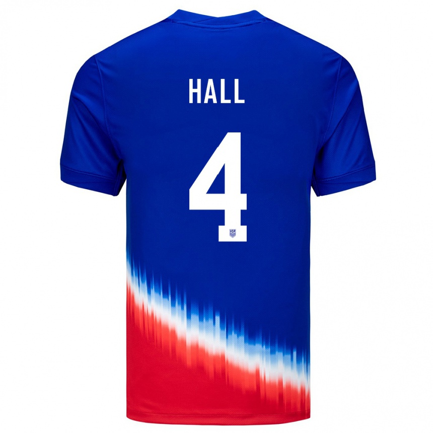 Men Football United States Tyler Hall #4 Blue Away Jersey 24-26 T-Shirt Uk