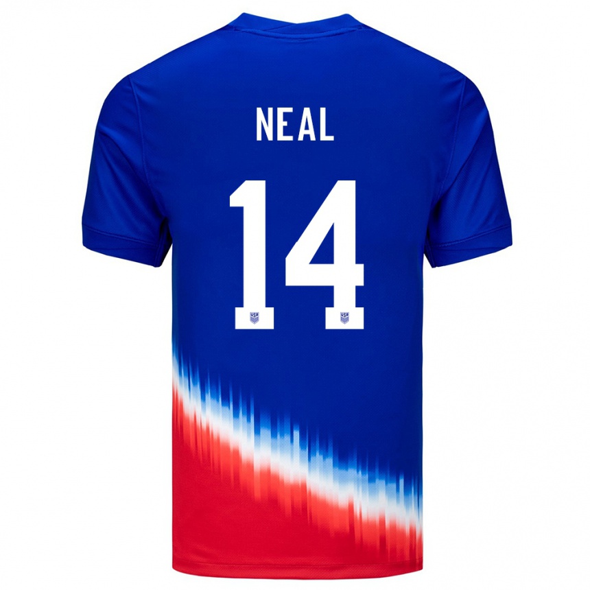 Men Football United States Jalen Neal #14 Blue Away Jersey 24-26 T-Shirt Uk