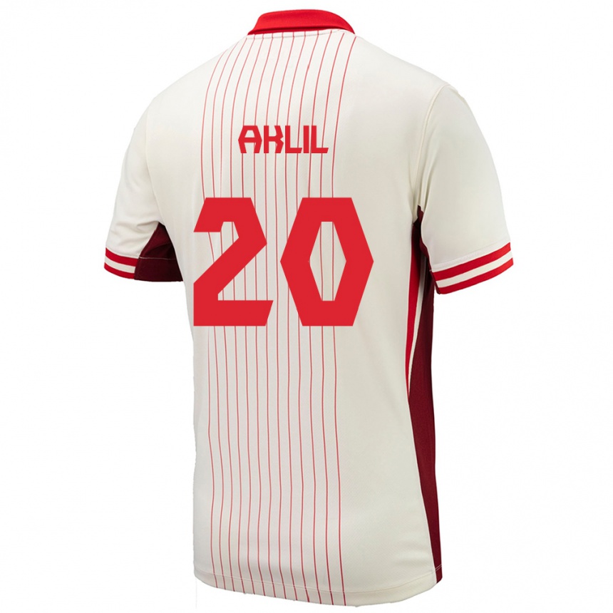 Men Football Canada Lino Aklil #20 White Away Jersey 24-26 T-Shirt Uk