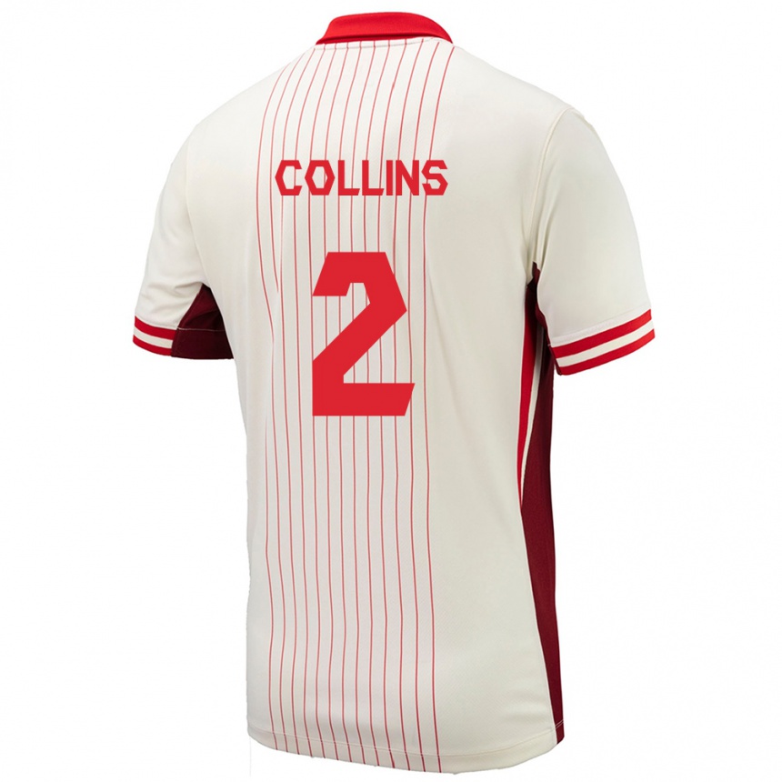 Men Football Canada Sydney Collins #2 White Away Jersey 24-26 T-Shirt Uk