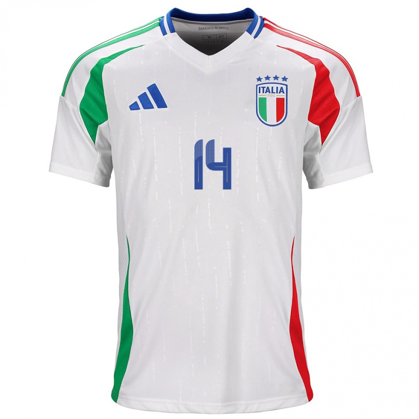 Men Football Italy Federico Chiesa #14 White Away Jersey 24-26 T-Shirt Uk