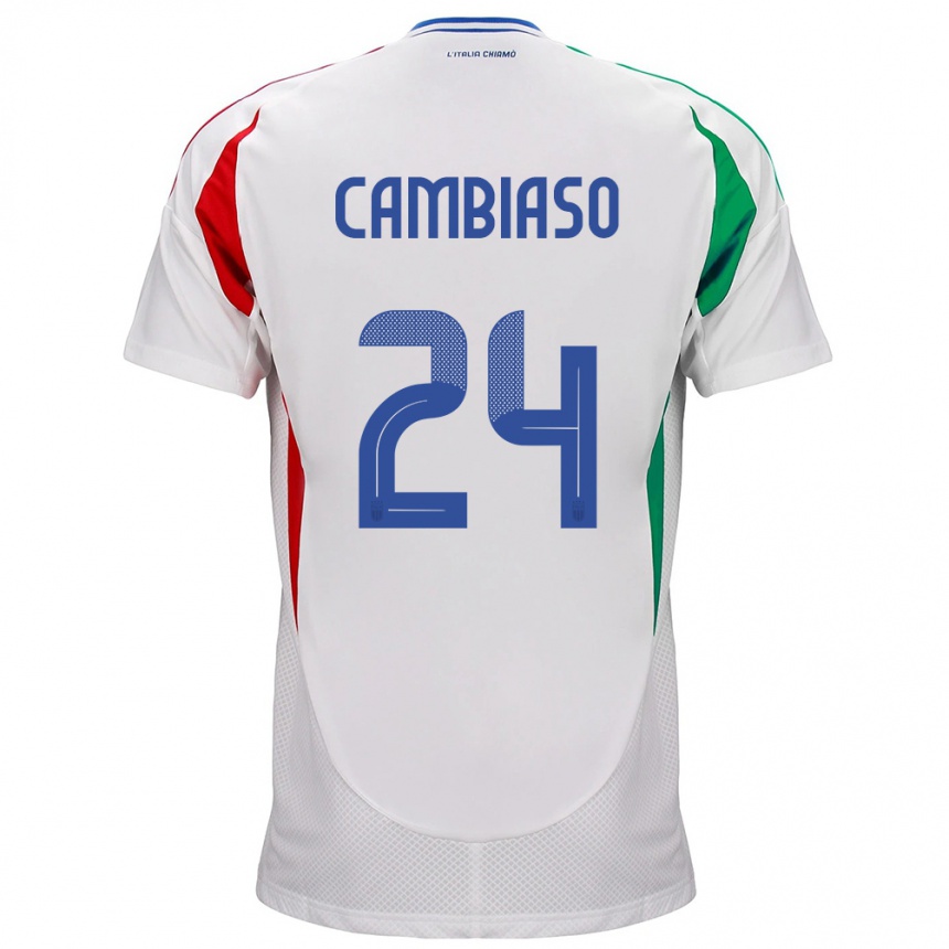 Men Football Italy Andrea Cambiaso #24 White Away Jersey 24-26 T-Shirt Uk