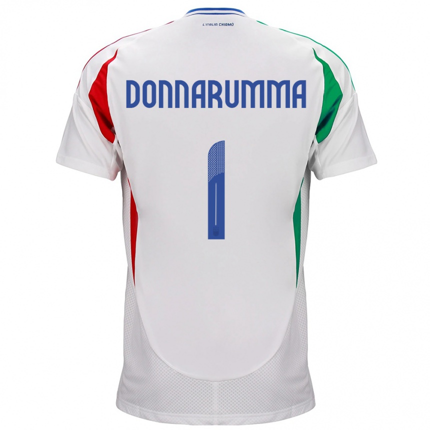 Men Football Italy Gianluigi Donnarumma #1 White Away Jersey 24-26 T-Shirt Uk