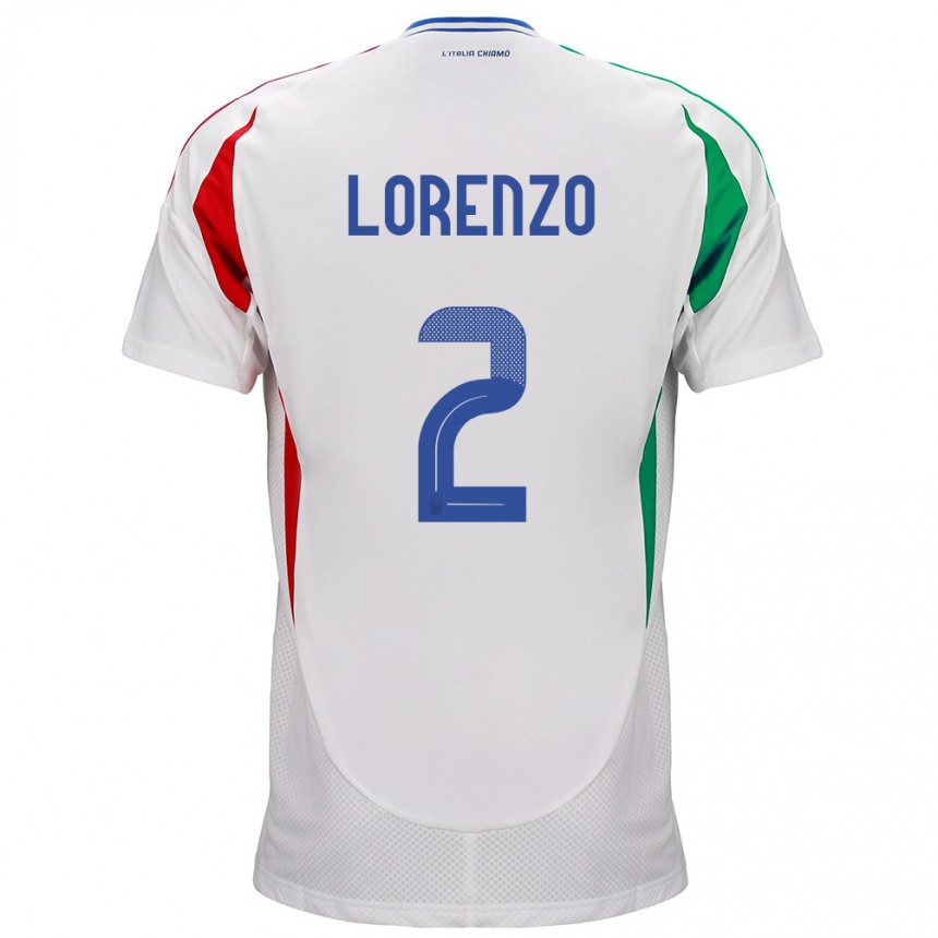 Men Football Italy Giovanni Di Lorenzo #2 White Away Jersey 24-26 T-Shirt Uk