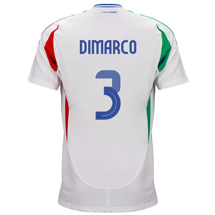 Men Football Italy Federico Dimarco #3 White Away Jersey 24-26 T-Shirt Uk