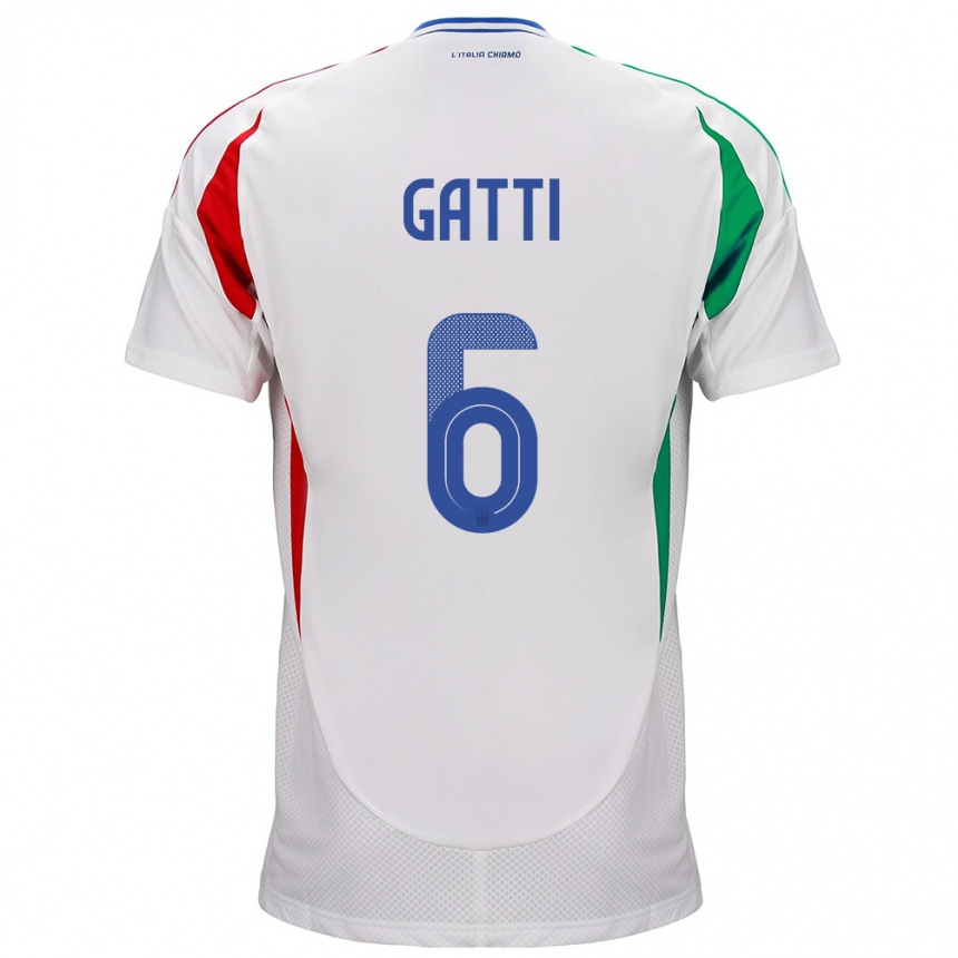 Men Football Italy Federico Gatti #6 White Away Jersey 24-26 T-Shirt Uk