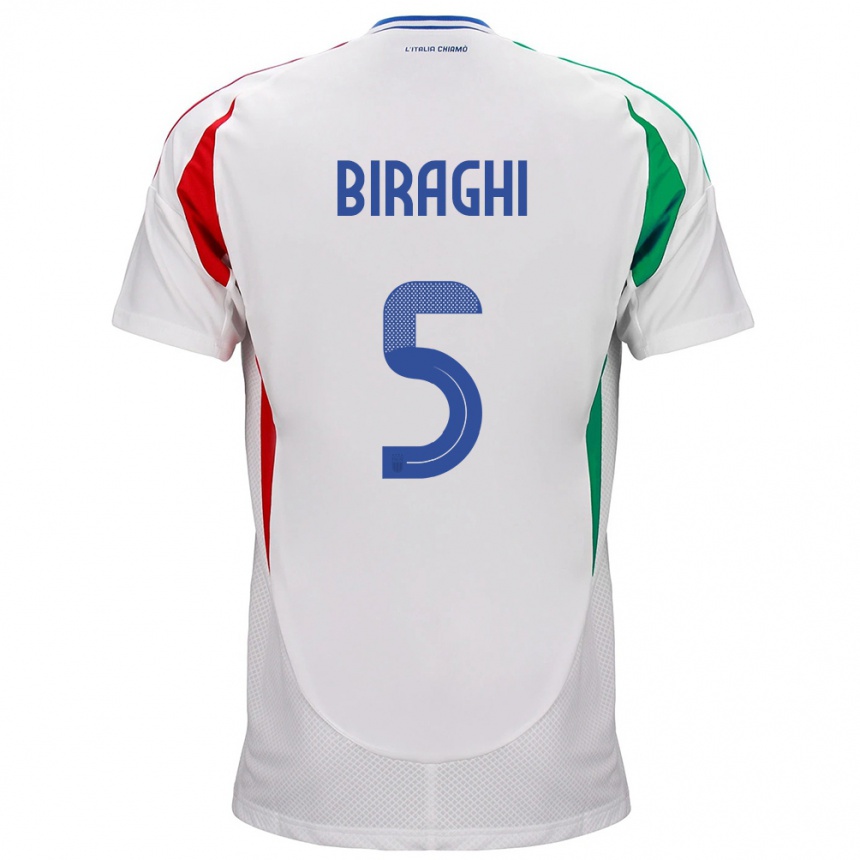 Men Football Italy Cristiano Biraghi #5 White Away Jersey 24-26 T-Shirt Uk