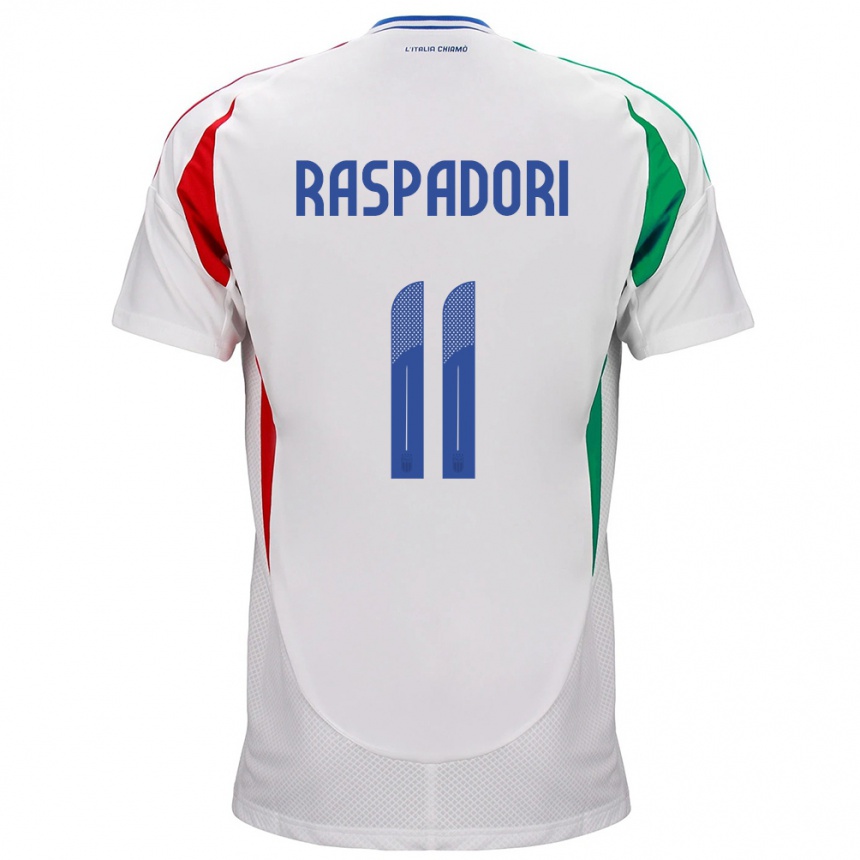 Men Football Italy Giacomo Raspadori #11 White Away Jersey 24-26 T-Shirt Uk