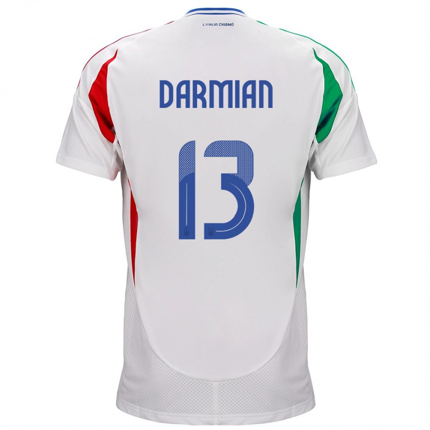 Men Football Italy Matteo Darmian #13 White Away Jersey 24-26 T-Shirt Uk