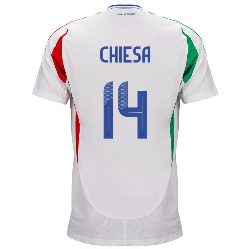 Men Football Italy Federico Chiesa #14 White Away Jersey 24-26 T-Shirt Uk