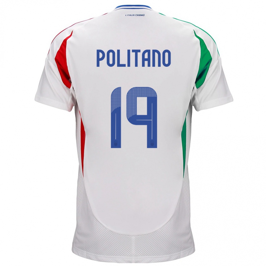 Men Football Italy Matteo Politano #19 White Away Jersey 24-26 T-Shirt Uk