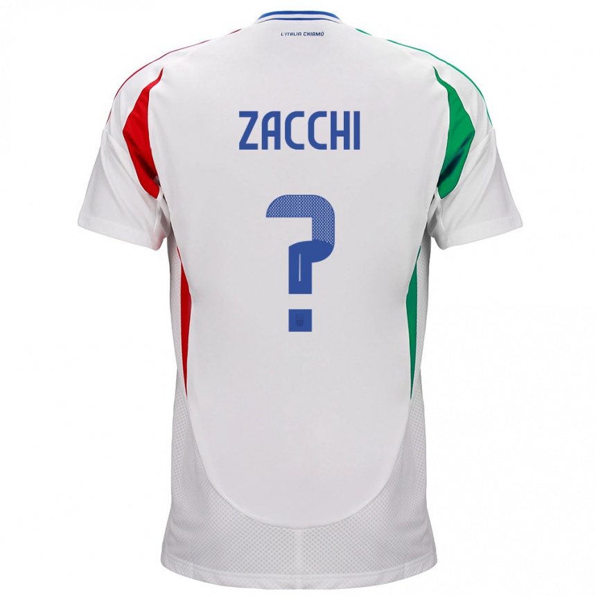 Men Football Italy Gioele Zacchi #0 White Away Jersey 24-26 T-Shirt Uk