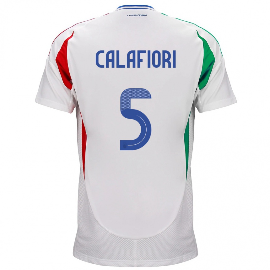 Men Football Italy Riccardo Calafiori #5 White Away Jersey 24-26 T-Shirt Uk