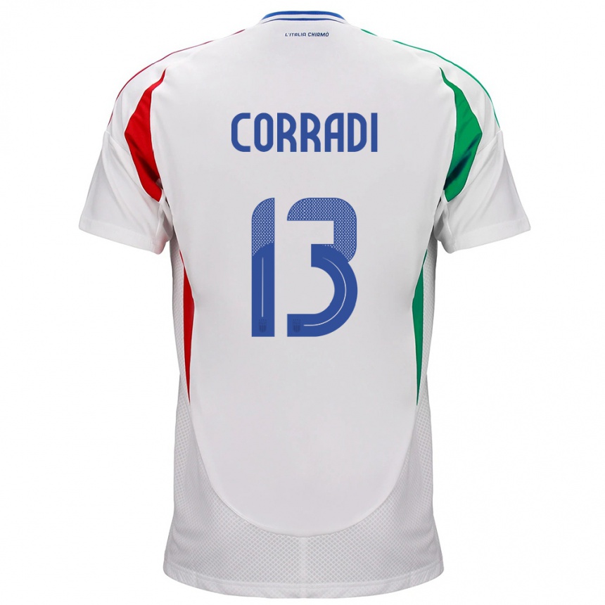 Men Football Italy Christian Corradi #13 White Away Jersey 24-26 T-Shirt Uk