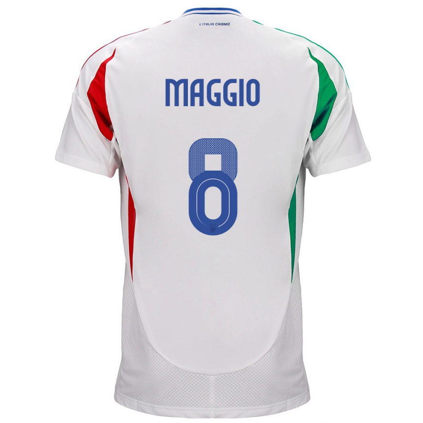 Men Football Italy Luca Di Maggio #8 White Away Jersey 24-26 T-Shirt Uk