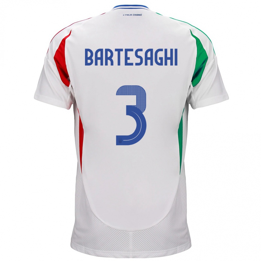 Men Football Italy Davide Bartesaghi #3 White Away Jersey 24-26 T-Shirt Uk