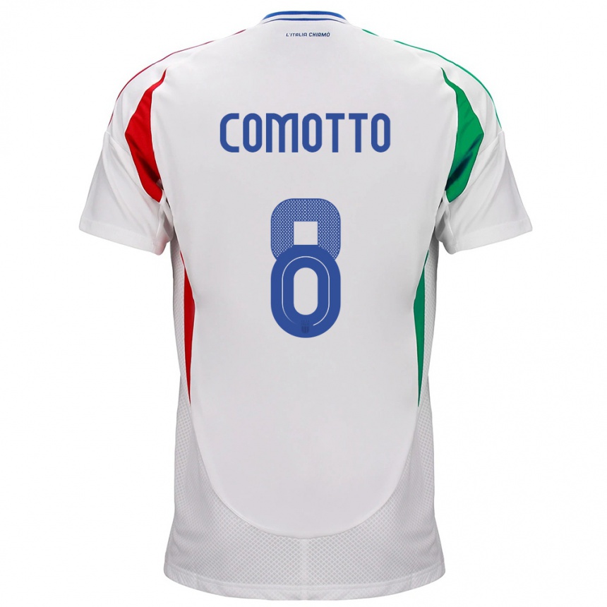 Men Football Italy Christian Comotto #8 White Away Jersey 24-26 T-Shirt Uk