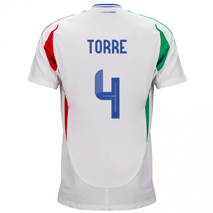 Men Football Italy Pietro La Torre #4 White Away Jersey 24-26 T-Shirt Uk