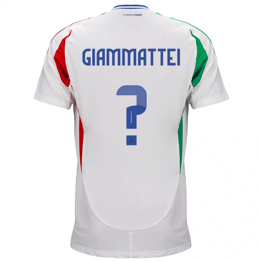 Men Football Italy Gioele Giammattei #0 White Away Jersey 24-26 T-Shirt Uk