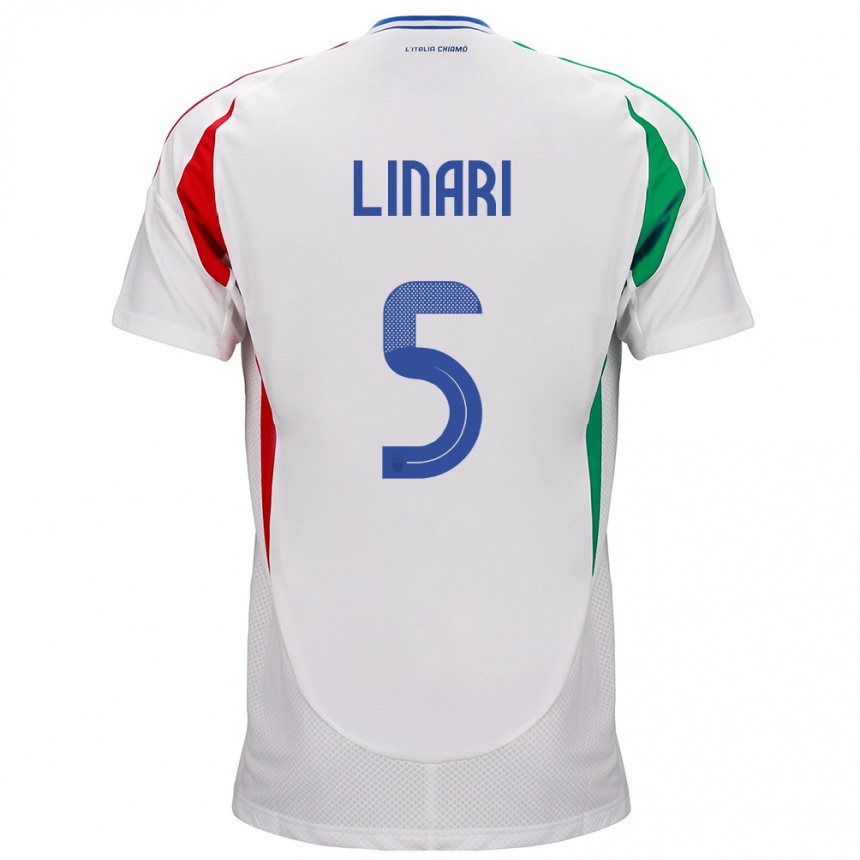 Men Football Italy Elena Linari #5 White Away Jersey 24-26 T-Shirt Uk