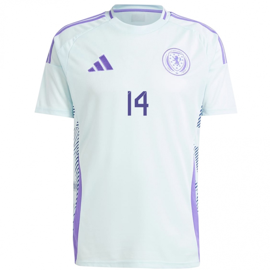 Men Football Scotland Billy Gilmour #14 Light Mint Blue Away Jersey 24-26 T-Shirt Uk