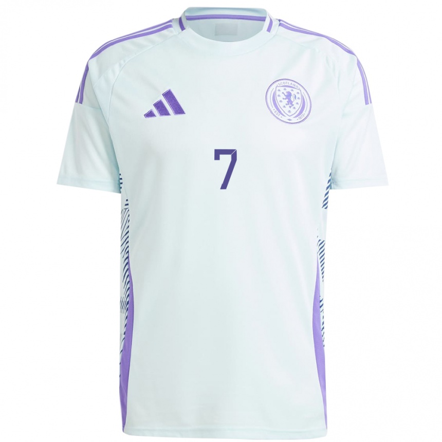 Men Football Scotland John Mcginn #7 Light Mint Blue Away Jersey 24-26 T-Shirt Uk