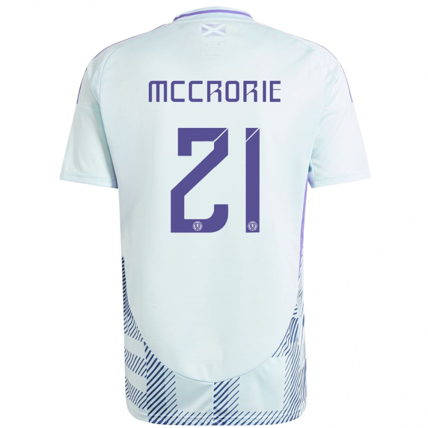 Men Football Scotland Robby Mccrorie #21 Light Mint Blue Away Jersey 24-26 T-Shirt Uk