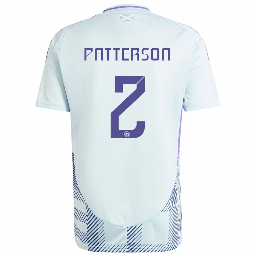 Men Football Scotland Nathan Patterson #2 Light Mint Blue Away Jersey 24-26 T-Shirt Uk