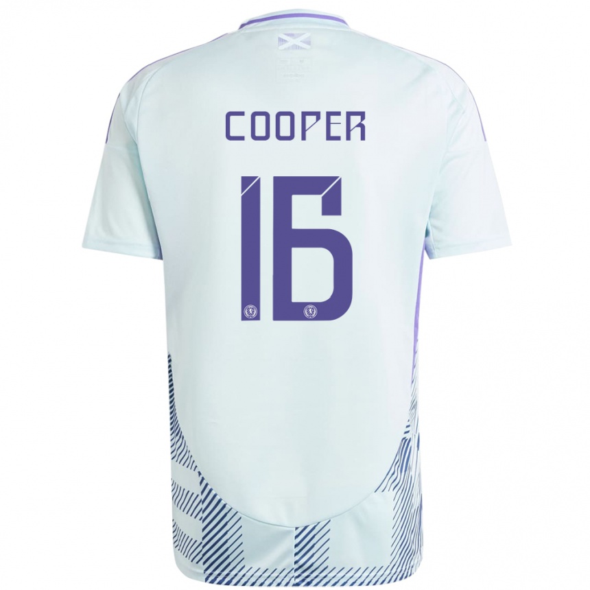 Men Football Scotland Liam Cooper #16 Light Mint Blue Away Jersey 24-26 T-Shirt Uk