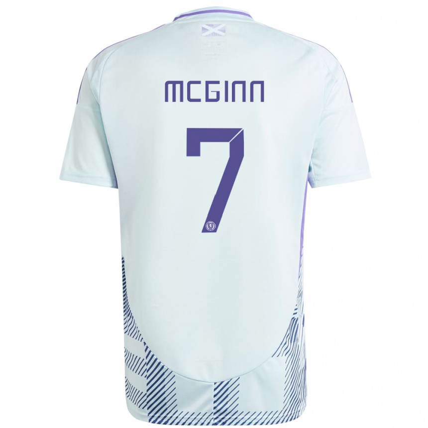 Men Football Scotland John Mcginn #7 Light Mint Blue Away Jersey 24-26 T-Shirt Uk