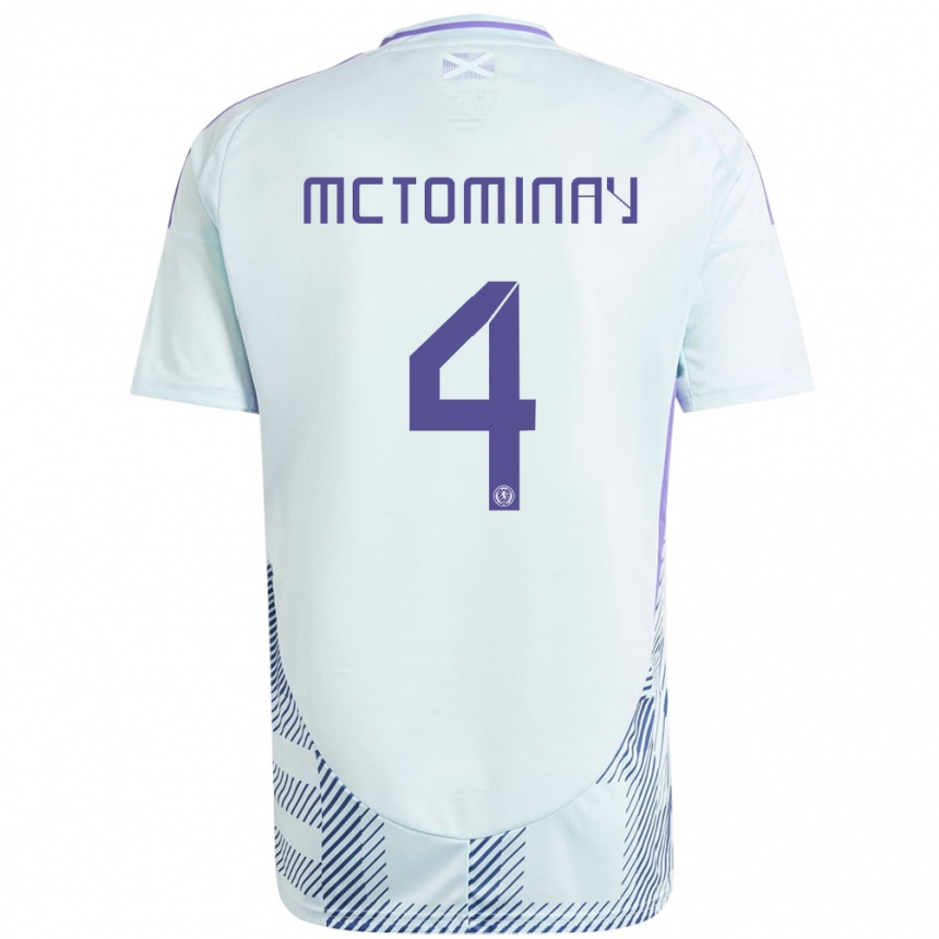 Men Football Scotland Scott Mctominay #4 Light Mint Blue Away Jersey 24-26 T-Shirt Uk