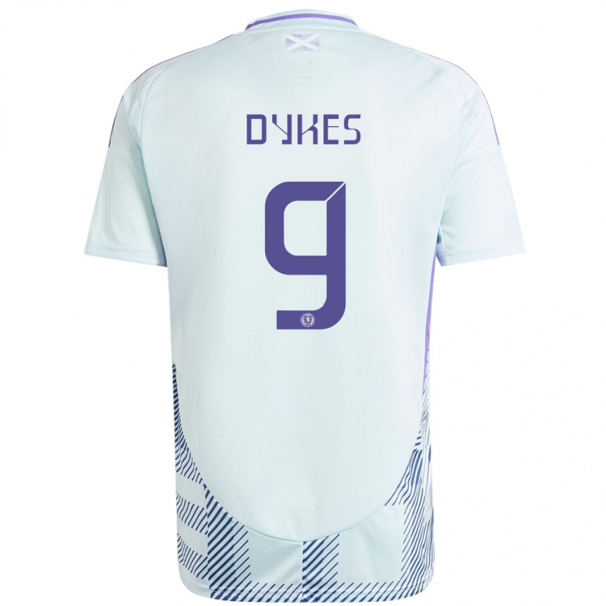 Men Football Scotland Lyndon Dykes #9 Light Mint Blue Away Jersey 24-26 T-Shirt Uk