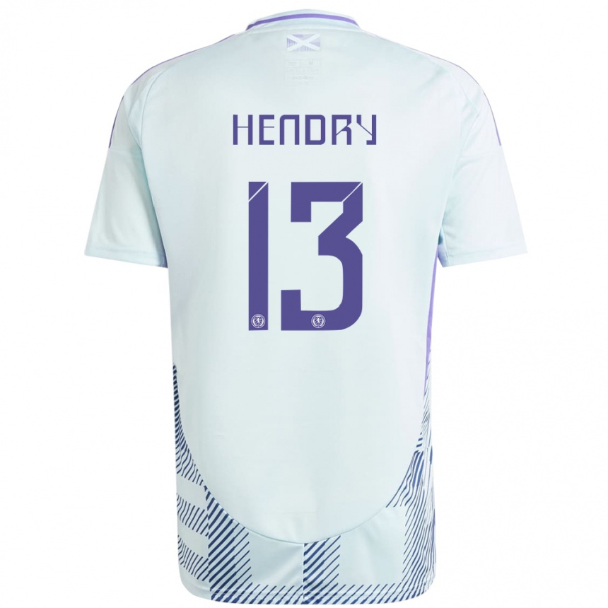 Men Football Scotland Jack Hendry #13 Light Mint Blue Away Jersey 24-26 T-Shirt Uk