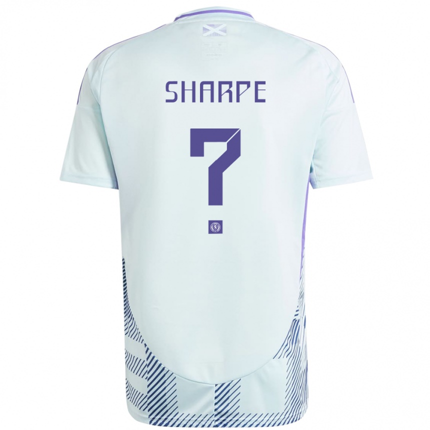 Men Football Scotland Malachi Sharpe #0 Light Mint Blue Away Jersey 24-26 T-Shirt Uk