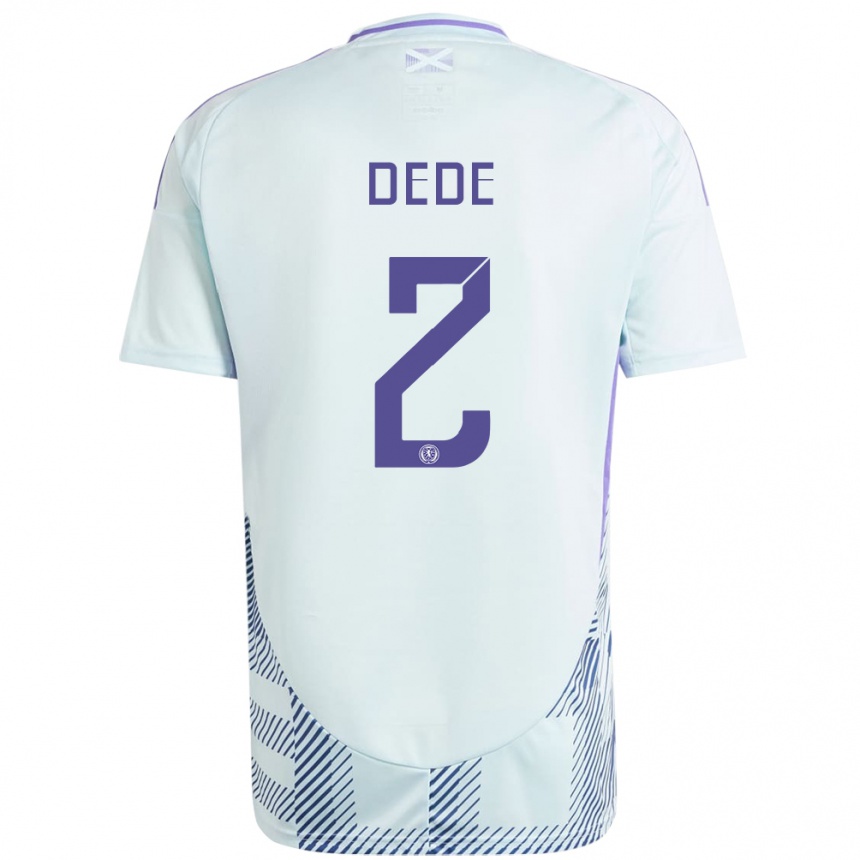 Men Football Scotland Josh Dede #2 Light Mint Blue Away Jersey 24-26 T-Shirt Uk