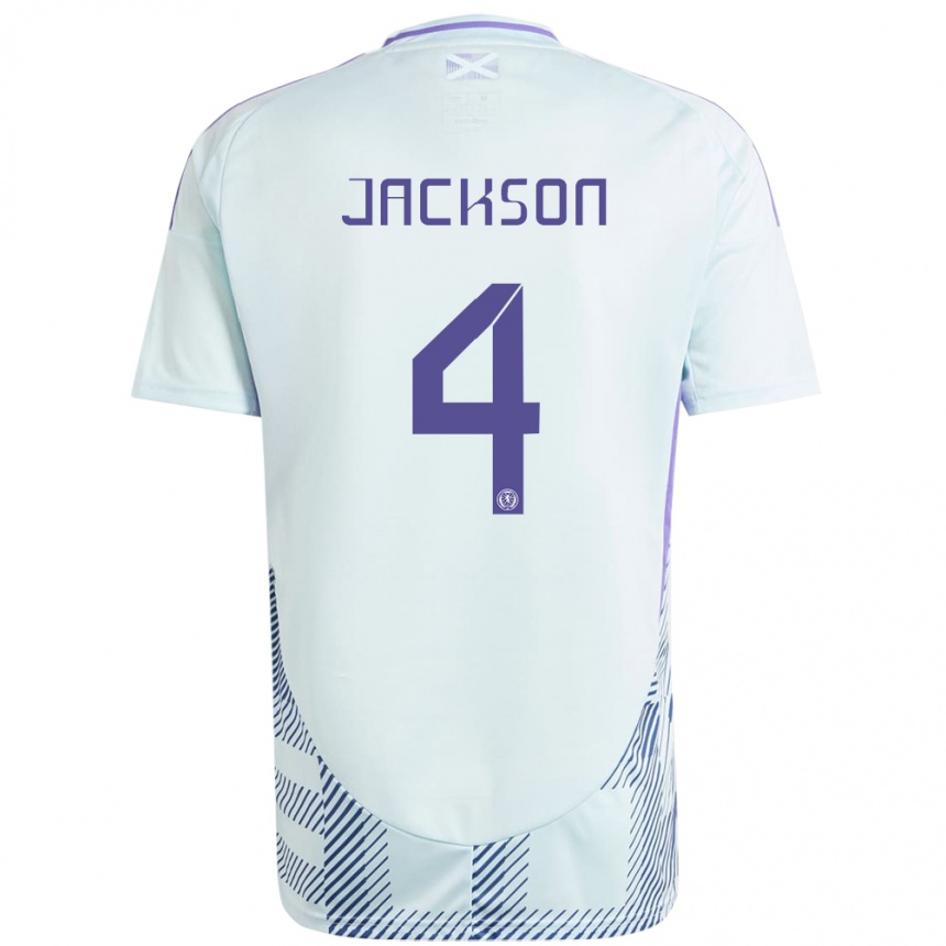 Men Football Scotland Louis Jackson #4 Light Mint Blue Away Jersey 24-26 T-Shirt Uk